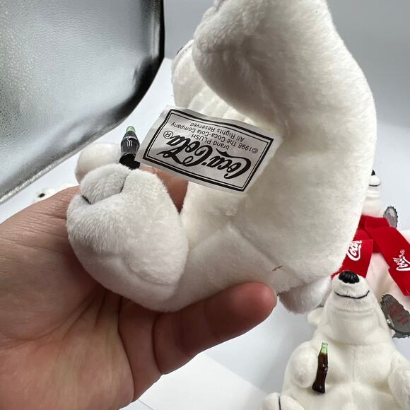 Vintage Lot 8 Coca Cola Polar Bear Bean Bag Plush Seal Christmas Ornaments - Picture 7 of 13